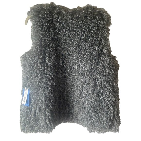 NWT $98 Simply Vera by Vera Wang Vest Womens S-M Gray Faux Fur Open Front - Picture 2 of 8